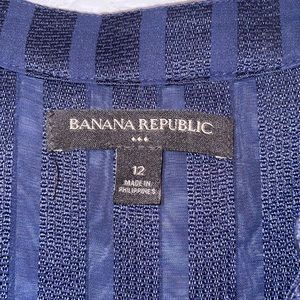 See thru navy casual dress - striped fabric